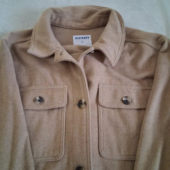 Old Navy Women's Size 2X Camel Soft-Brushed Wool Blend Utility Shacket - Picture 8 of 14
